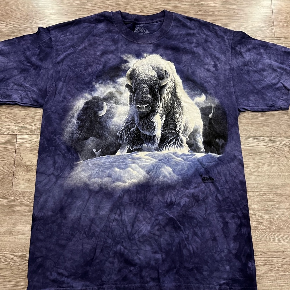 vintage 90s WILD BUFFALO TIE-DYE THE MOUNTAIN T-Shirt MEDIUM/LARGE nature animal